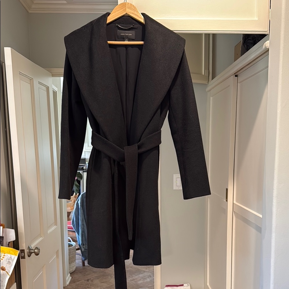 Ann Taylor Classic Black Belted Coat